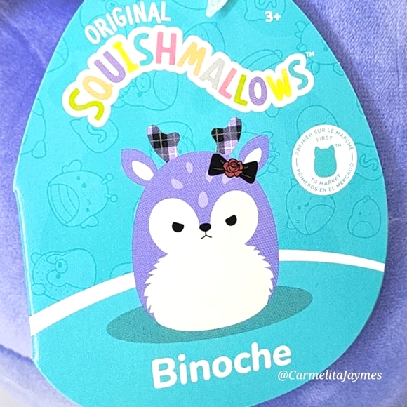 BINOCHE 🦌 FTM Blue & White Fur Belly Girly Goth Squad Original Squishmallow NWT - Picture 3 of 8